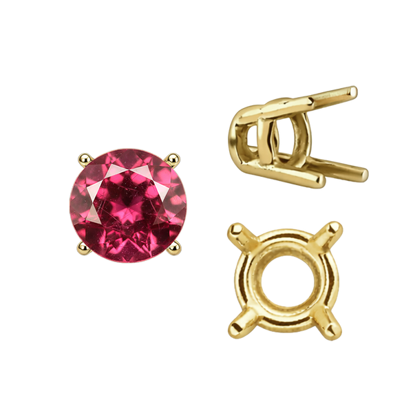 Four Prong Round Wire Basket Settings in 14K Gold (1.75 mm - 11.00 mm)
