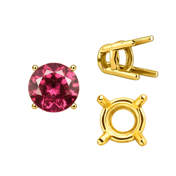 Four Prong Round Wire Basket Settings in 18K Gold (2.00 mm - 11.00 mm)