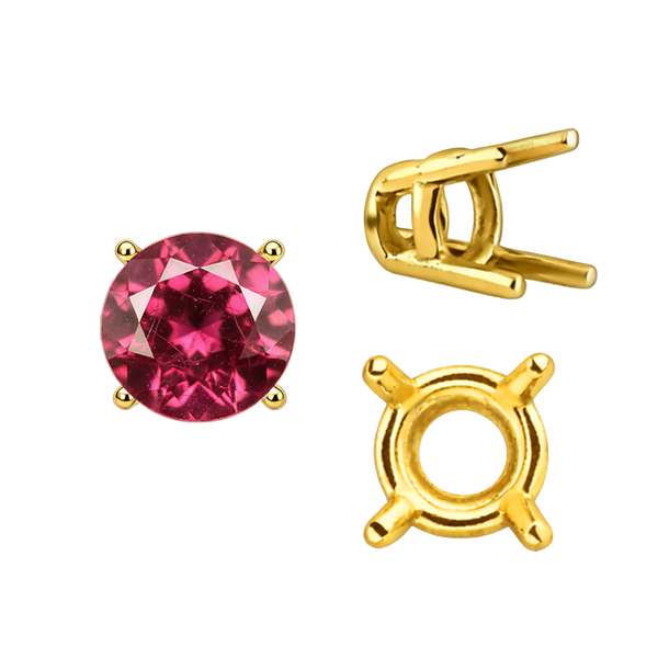 Four Prong Round Wire Basket Settings in 14K Gold (1.75 mm - 11.00 mm)