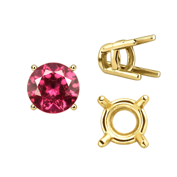 Four Prong Round Wire Basket Settings in 14K Gold (1.75 mm - 11.00 mm)