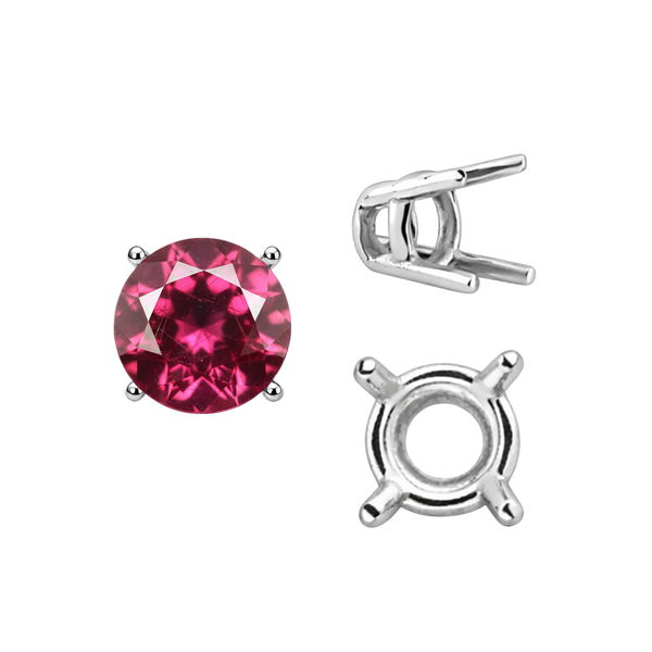 Four Prong Round Wire Basket Settings in Platinum (1.75 mm - 11.00 mm)