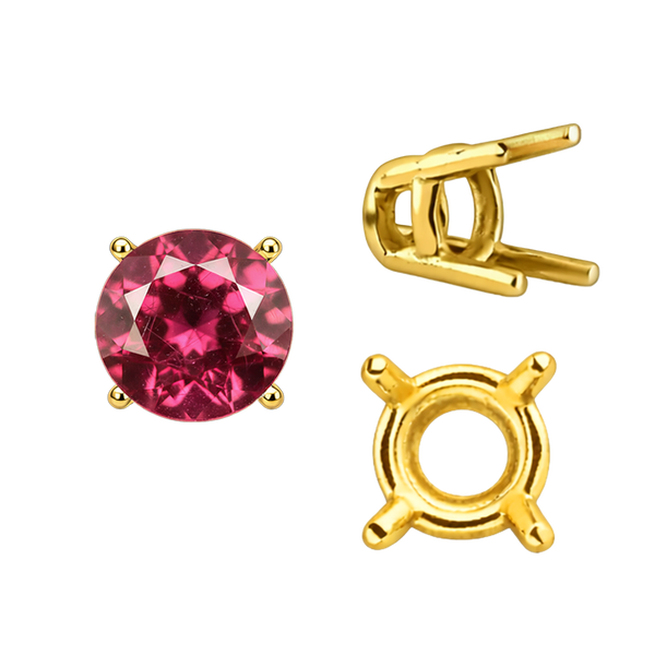 Four Prong Round Wire Basket Settings in 14K Gold (1.75 mm - 11.00 mm)