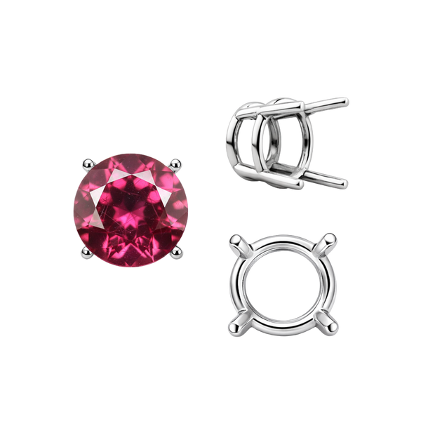 Four Prong Round Wire Basket Settings in 18K Gold (2.00 mm - 11.00 mm)