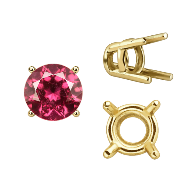 Four Prong Round Wire Basket Settings in 14K Gold (1.75 mm - 11.00 mm)
