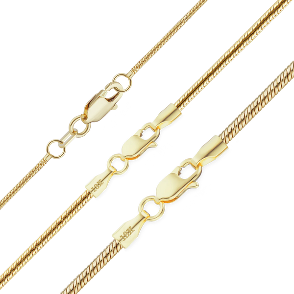 Finished Round Snake Necklace in 18K Yellow Gold (1.00 mm - 1.95 mm)