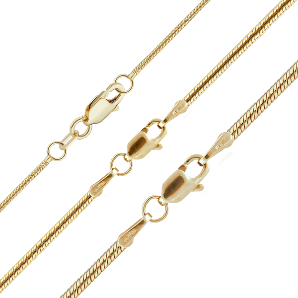 Finished Round Snake Anklet in 14K Yellow Gold (1.00 mm - 1.95 mm)