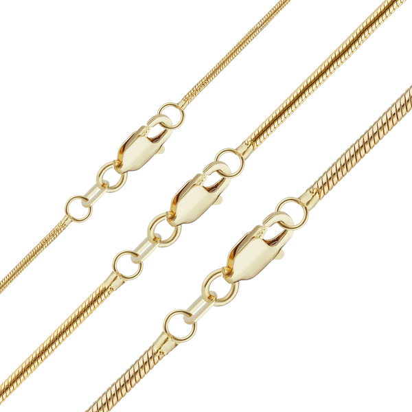 Finished Round Snake Necklace in 18K Yellow Gold (1.00 mm - 1.95 mm)