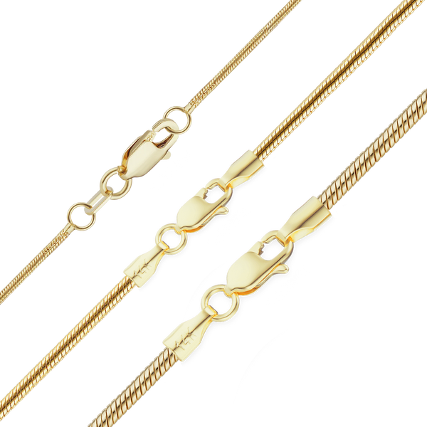 Finished Round Snake Necklace in 18K Yellow Gold (1.00 mm - 1.95 mm)