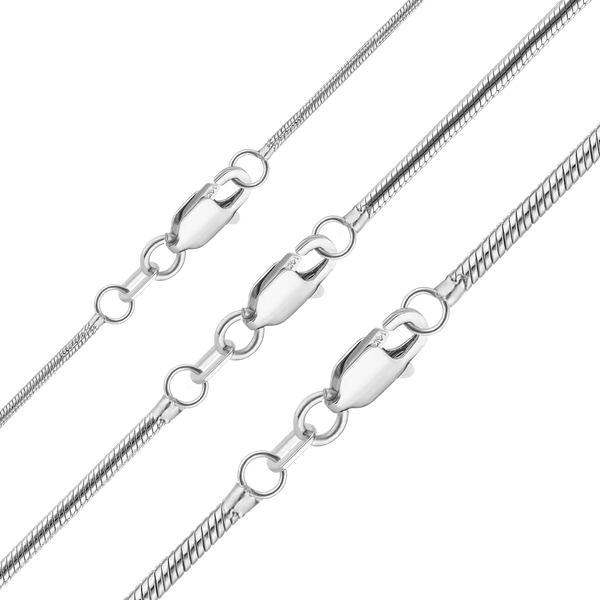 Finished Round Snake Necklace in 14K White Gold (1.00 mm - 1.95 mm)