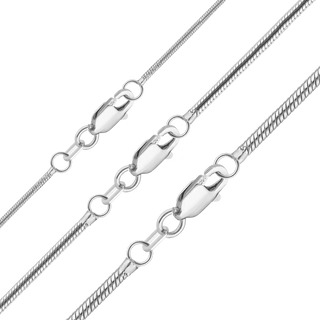 Finished Round Snake Necklace in 14K White Gold (1.00 mm - 1.95 mm)