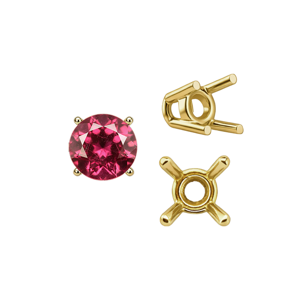 Four Prong Round Wire Basket Settings in 14K Gold (1.75 mm - 11.00 mm)