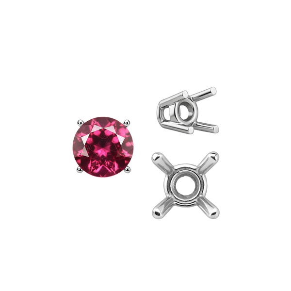 Four Prong Round Wire Basket Settings in 18K Gold (2.00 mm - 11.00 mm)