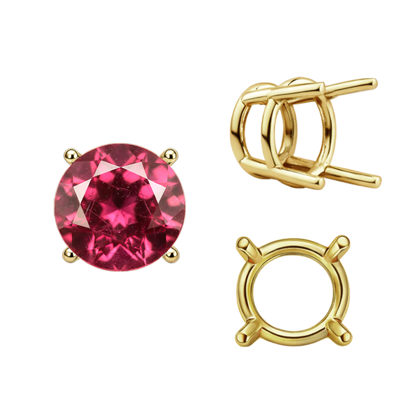 Four Prong Round Wire Basket Settings in 14K Gold (1.75 mm - 11.00 mm)
