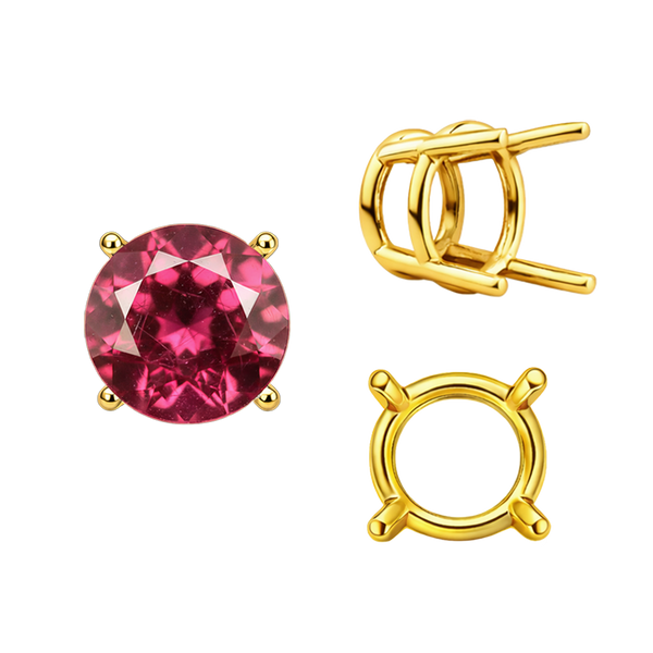 Four Prong Round Wire Basket Settings in 18K Gold (2.00 mm - 11.00 mm)