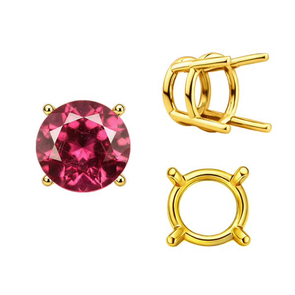 Four Prong Round Wire Basket Settings in 14K Gold (1.75 mm - 11.00 mm)