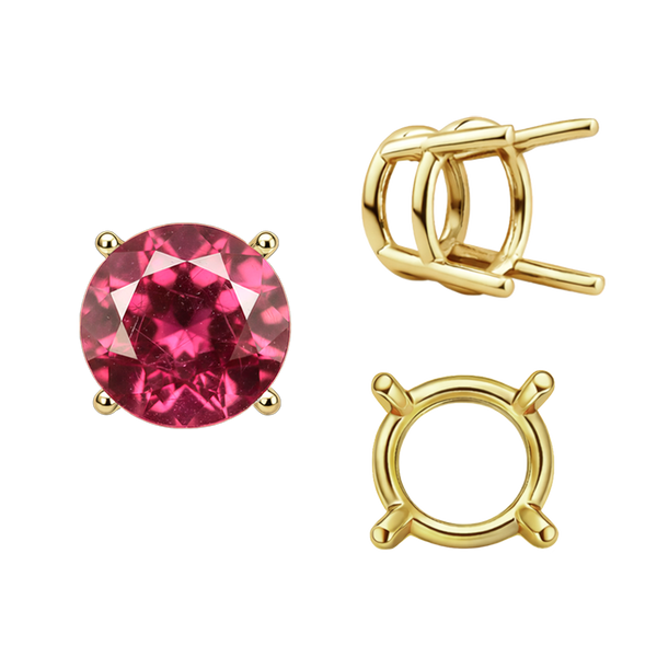 Four Prong Round Wire Basket Settings in 14K Gold (1.75 mm - 11.00 mm)