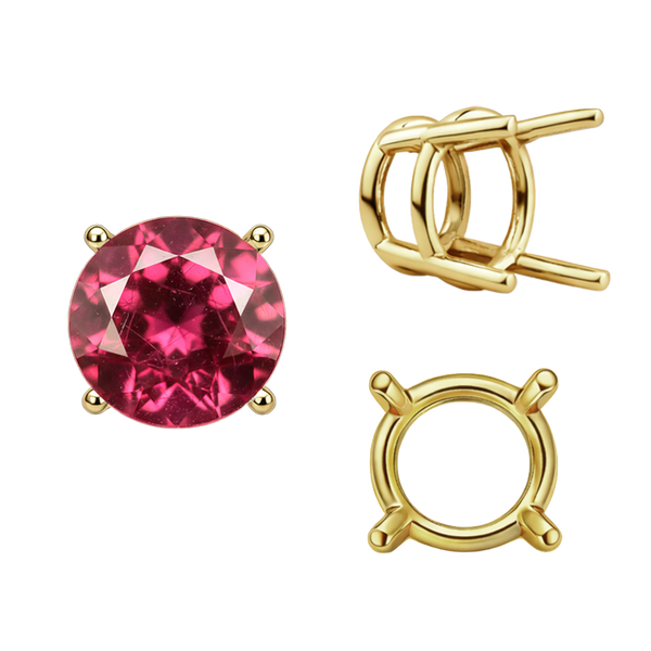 Four Prong Round Wire Basket Settings in 14K Gold (1.75 mm - 11.00 mm)
