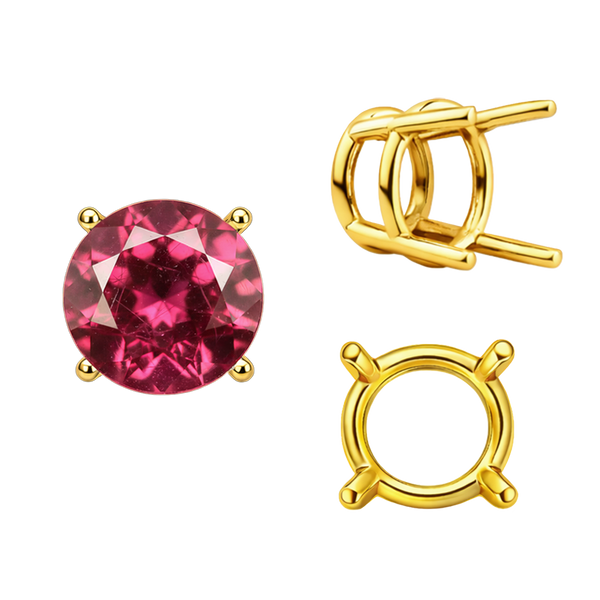 Four Prong Round Wire Basket Settings in 14K Gold (1.75 mm - 11.00 mm)