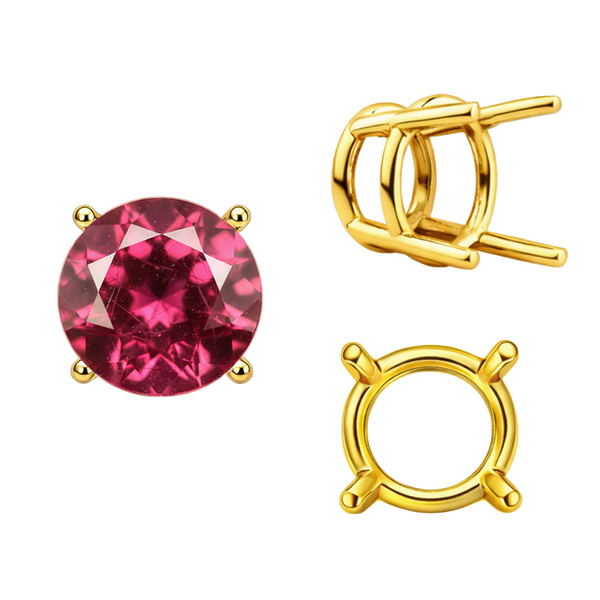 Four Prong Round Wire Basket Settings in 14K Gold (1.75 mm - 11.00 mm)