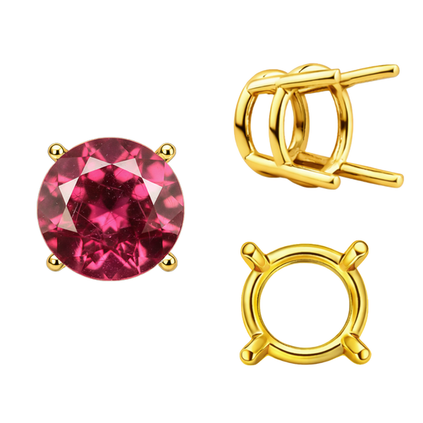 Four Prong Round Wire Basket Settings in 14K Gold (1.75 mm - 11.00 mm)