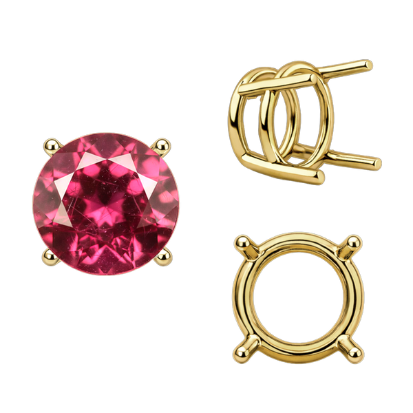 Four Prong Round Wire Basket Settings in 14K Gold (1.75 mm - 11.00 mm)