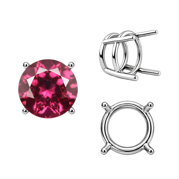 Four Prong Round Wire Basket Settings in 18K Gold (2.00 mm - 11.00 mm)