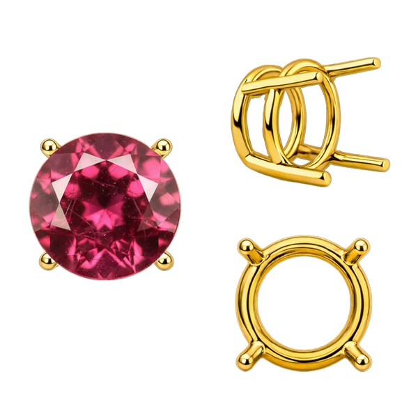 Four Prong Round Wire Basket Settings in 14K Gold (1.75 mm - 11.00 mm)