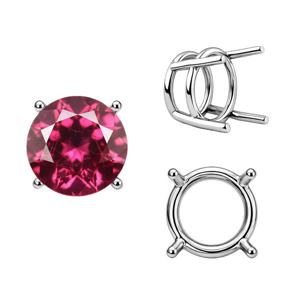 Four Prong Round Wire Basket Settings in 18K Gold (2.00 mm - 11.00 mm)