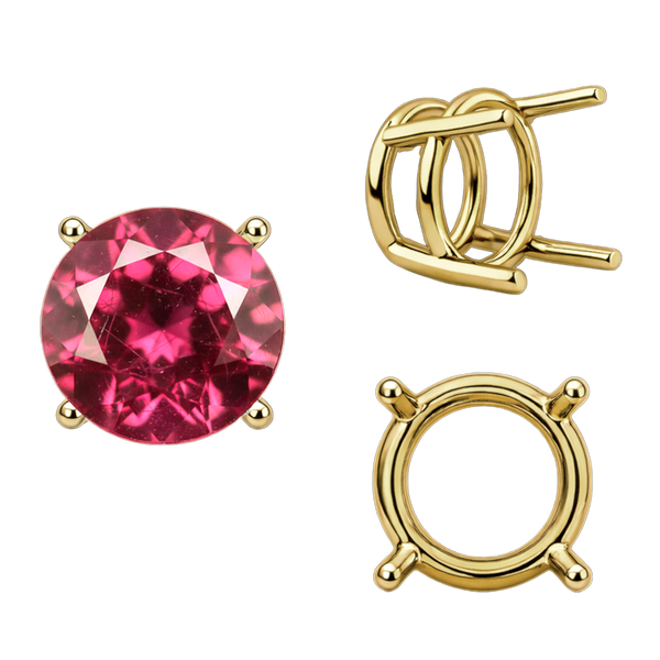 Four Prong Round Wire Basket Settings in 14K Gold (1.75 mm - 11.00 mm)