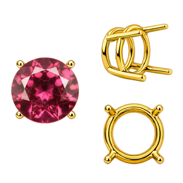 Four Prong Round Wire Basket Settings in 18K Gold (2.00 mm - 11.00 mm)