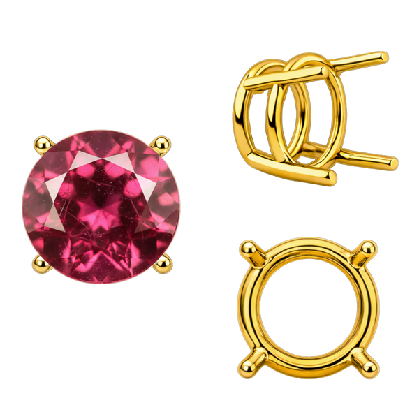 Four Prong Round Wire Basket Settings in 18K Gold (2.00 mm - 11.00 mm)