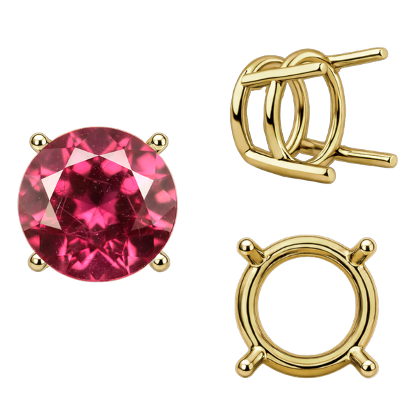 Four Prong Round Wire Basket Settings in 14K Gold (1.75 mm - 11.00 mm)