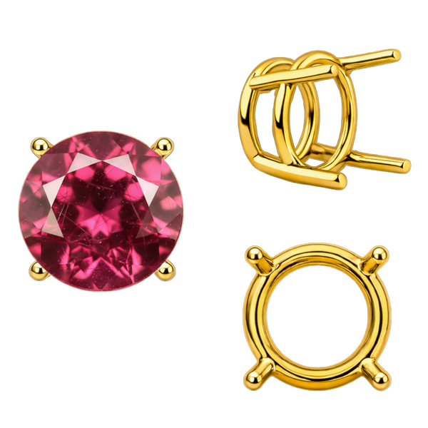 Four Prong Round Wire Basket Settings in 18K Gold (2.00 mm - 11.00 mm)