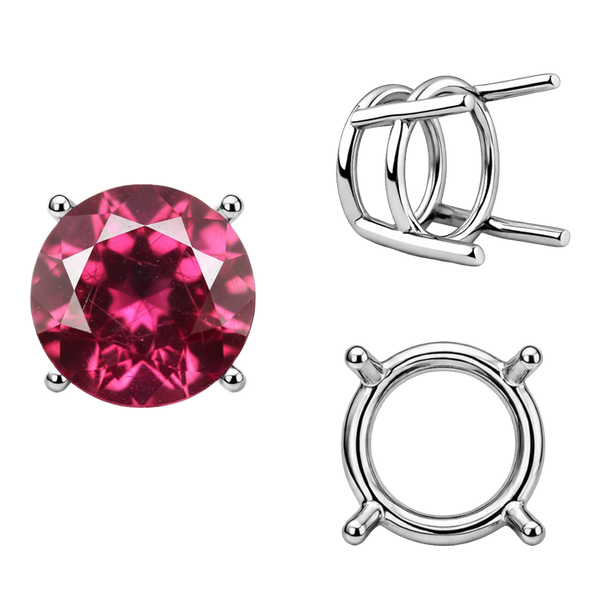 Four Prong Round Wire Basket Settings in Sterling Silver (1.75 mm - 11.00 mm)