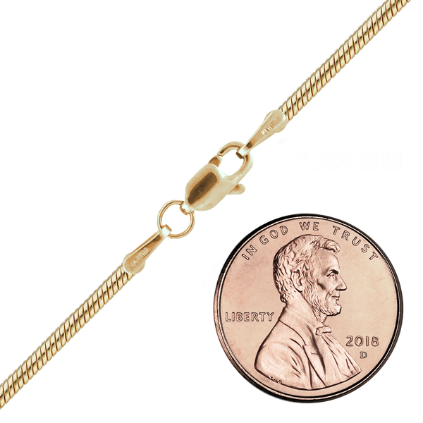 Finished Round Snake Anklet in 14K Yellow Gold (1.00 mm - 1.95 mm)