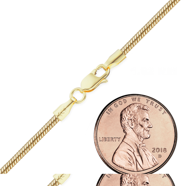 Finished Round Snake Necklace in 14K Yellow Gold (1.00 mm - 1.95 mm)