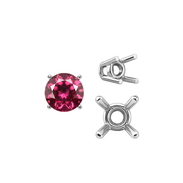 Four Prong Round Wire Basket Settings in 14K Gold (1.75 mm - 11.00 mm)