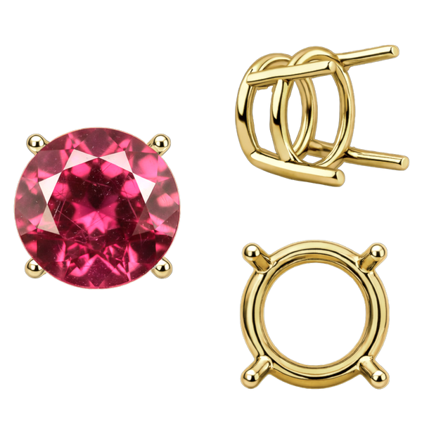 Four Prong Round Wire Basket Settings in 14K Gold (1.75 mm - 11.00 mm)