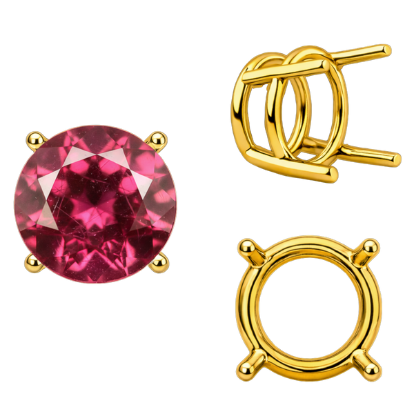 Four Prong Round Wire Basket Settings in 18K Gold (2.00 mm - 11.00 mm)