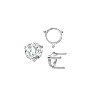 Three Prong Round Single Base Settings in Sterling Silver (2.00 mm - 8.00 mm)