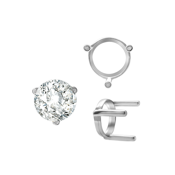 Three Prong Round Single Base Settings in Sterling Silver (2.00 mm - 8.00 mm)