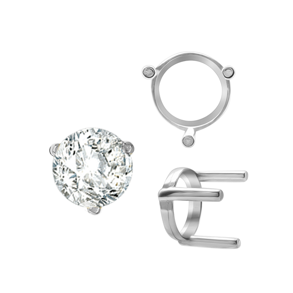 Three Prong Round Single Base Settings in Sterling Silver (2.00 mm - 8.00 mm)