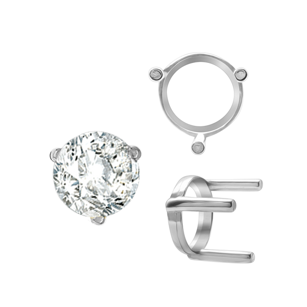 Three Prong Round Single Base Settings in Sterling Silver (2.00 mm - 8.00 mm)