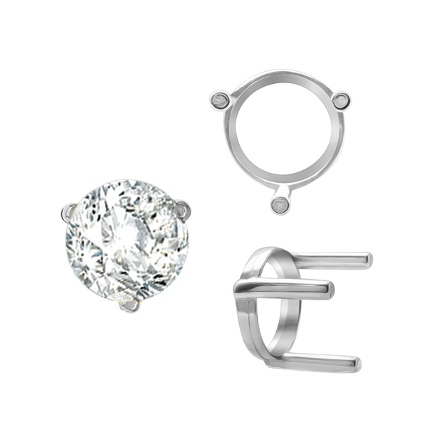 Three Prong Round Single Base Settings in Sterling Silver (2.00 mm - 8.00 mm)