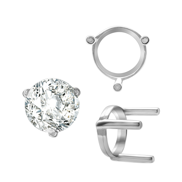 Three Prong Round Single Base Settings in Sterling Silver (2.00 mm - 8.00 mm)