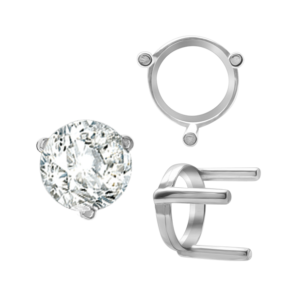 Three Prong Round Single Base Settings in Sterling Silver (2.00 mm - 8.00 mm)