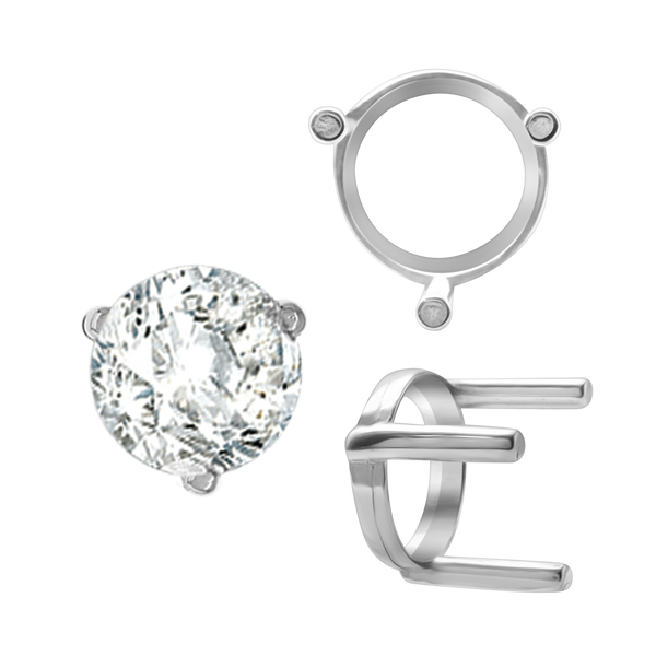 Three Prong Round Single Base Settings in Sterling Silver (2.00 mm - 8.00 mm)