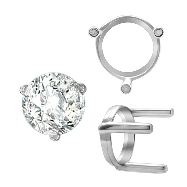 Three Prong Round Single Base Settings in Sterling Silver (2.00 mm - 8.00 mm)