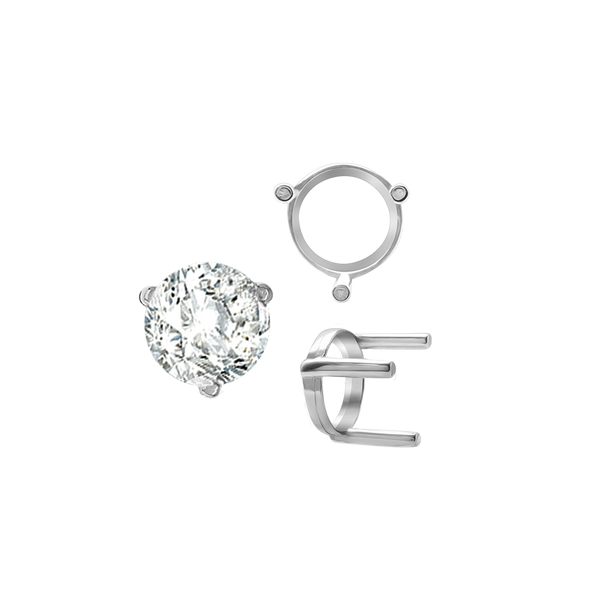 Three Prong Round Single Base Settings in Sterling Silver (2.00 mm - 8.00 mm)