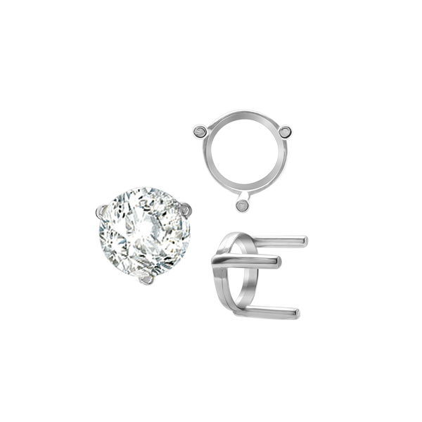 Three Prong Round Single Base Settings in Sterling Silver (2.00 mm - 8.00 mm)